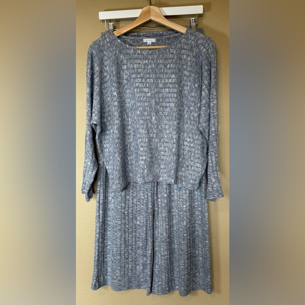 *Set* Calme By Johnny Was Heather Blue Ribbed Lounge Size Small - Picture 2 of 9